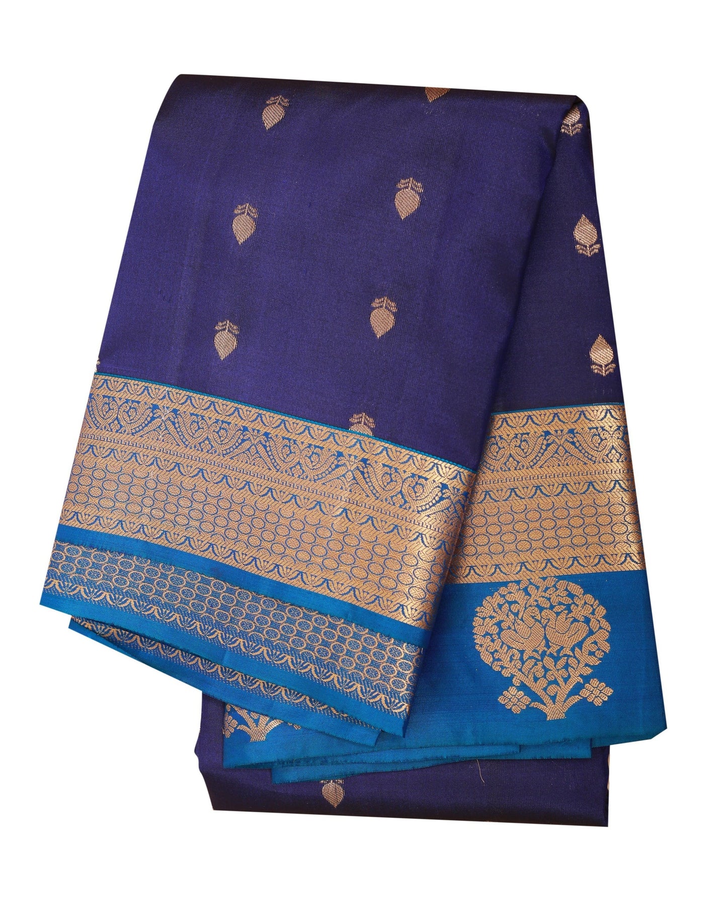 Kalpakriya Soft Silk Saree Dark Blue with Sky Blue Jari 09-2023-NRS00001