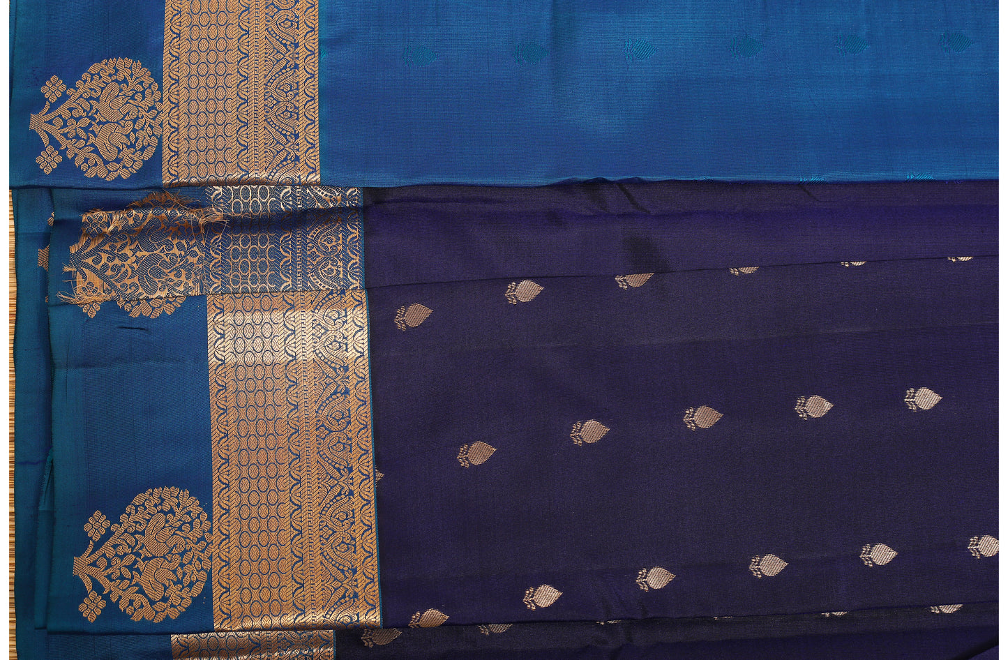 Kalpakriya Soft Silk Saree Dark Blue with Sky Blue Jari 09-2023-NRS00001