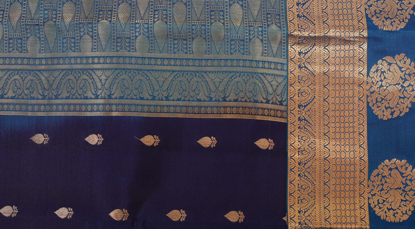 Kalpakriya Soft Silk Saree Dark Blue with Sky Blue Jari 09-2023-NRS00001