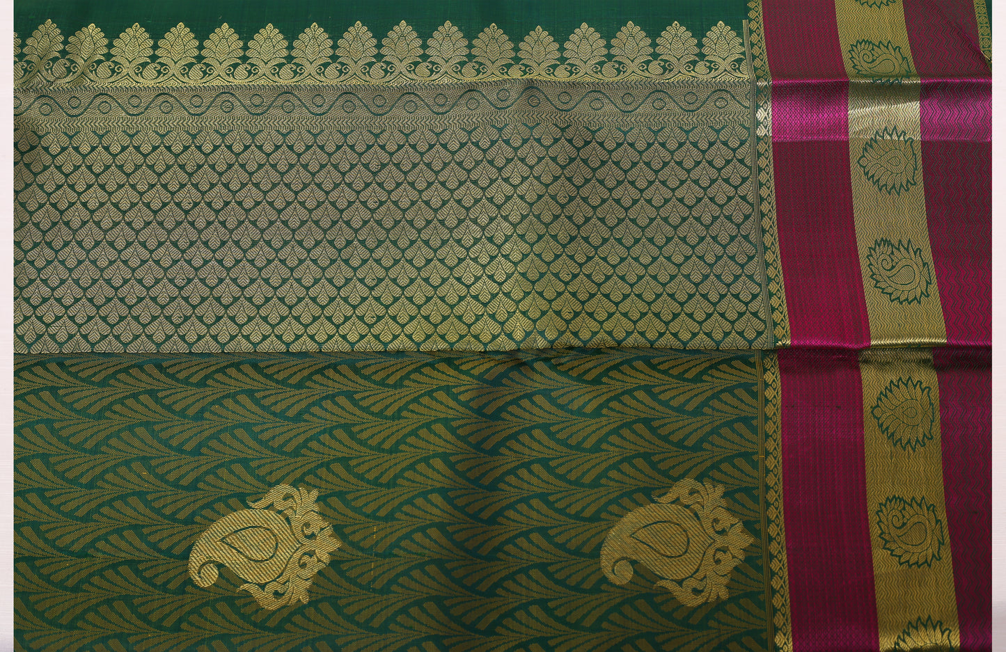 Kalpakriya Kanchipuram Silk - Peacock Green with Pink Jari Saree 09-2023-NRS00009