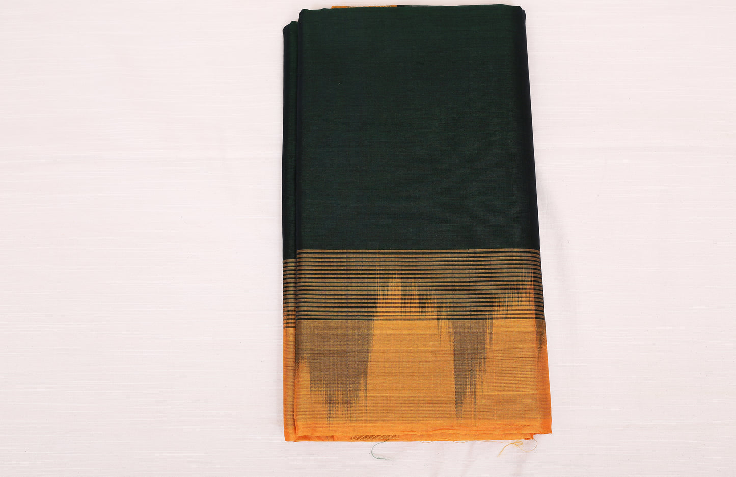 Kalpakriya Kanchipuram Silk Cotton - Green with Mustard Yellow Jari Saree 09-2023-NRS00007