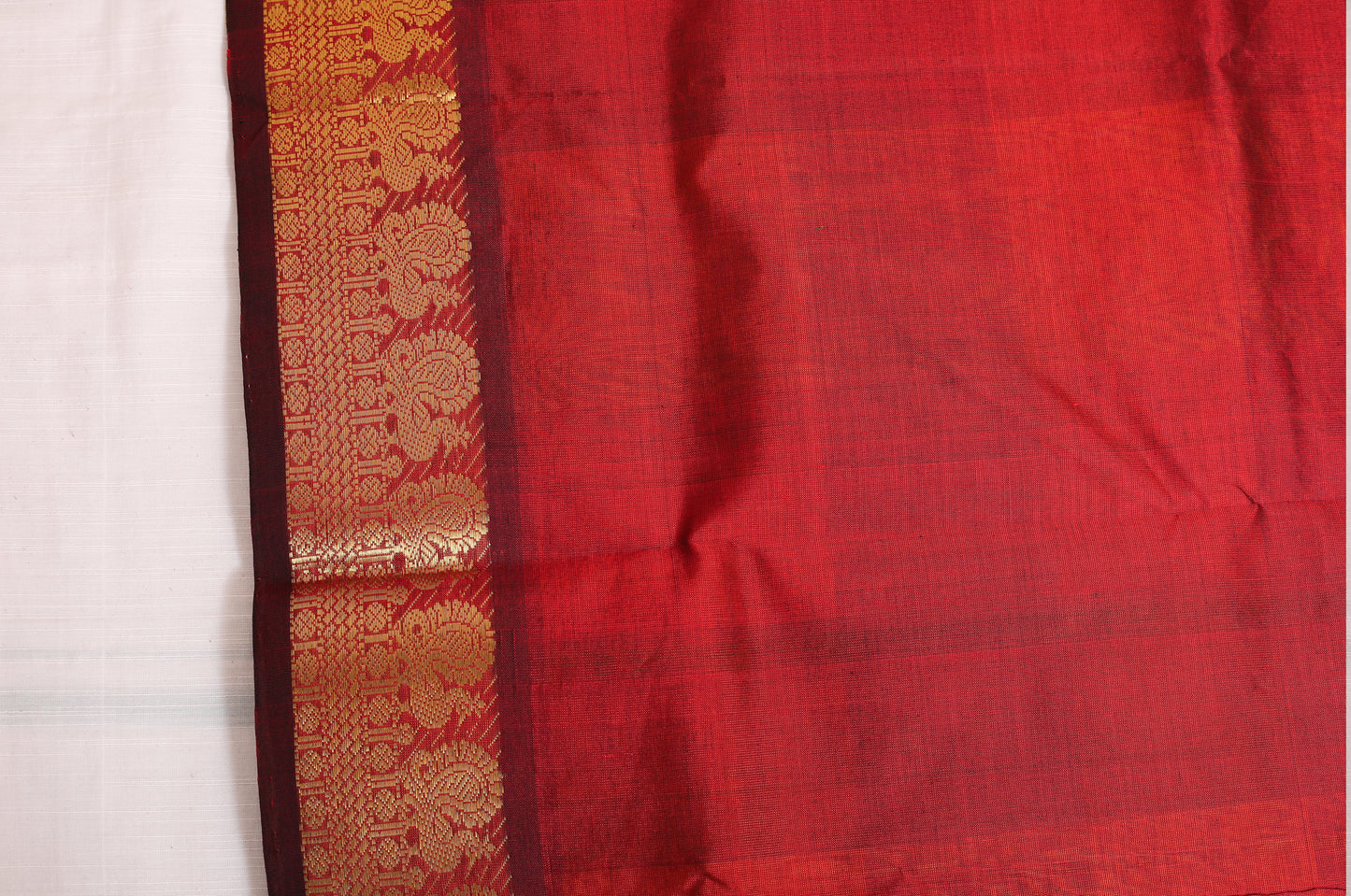 Kalpakriya Kanchipuram Silk Cotton - Green, Mustard Yellow Checks with Red Jari Saree 09-2023-NRS00003