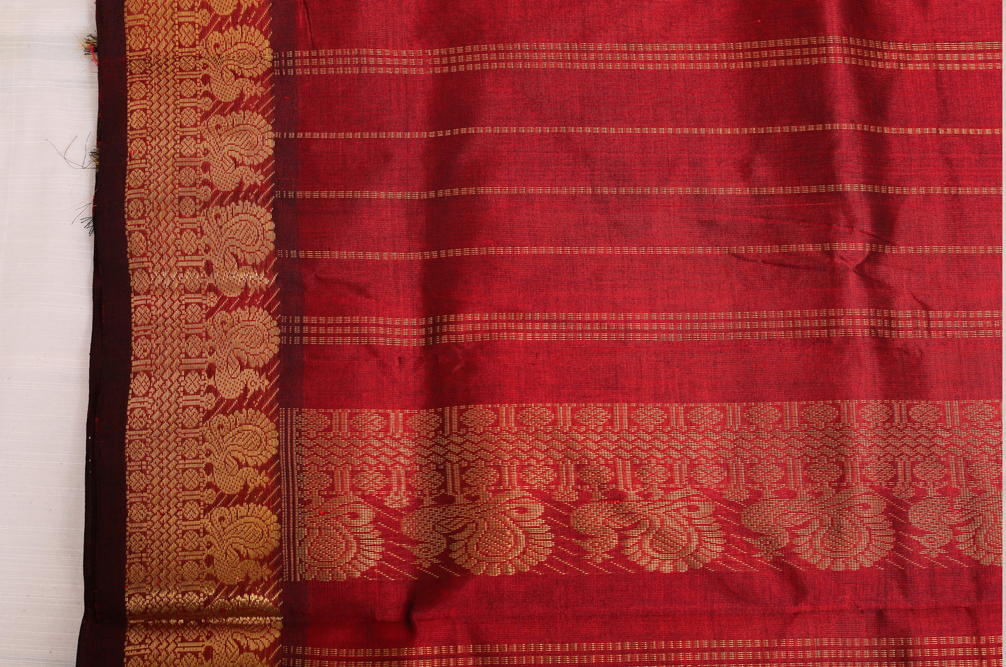 Kalpakriya Kanchipuram Silk Cotton - Green, Mustard Yellow Checks with Red Jari Saree 09-2023-NRS00003