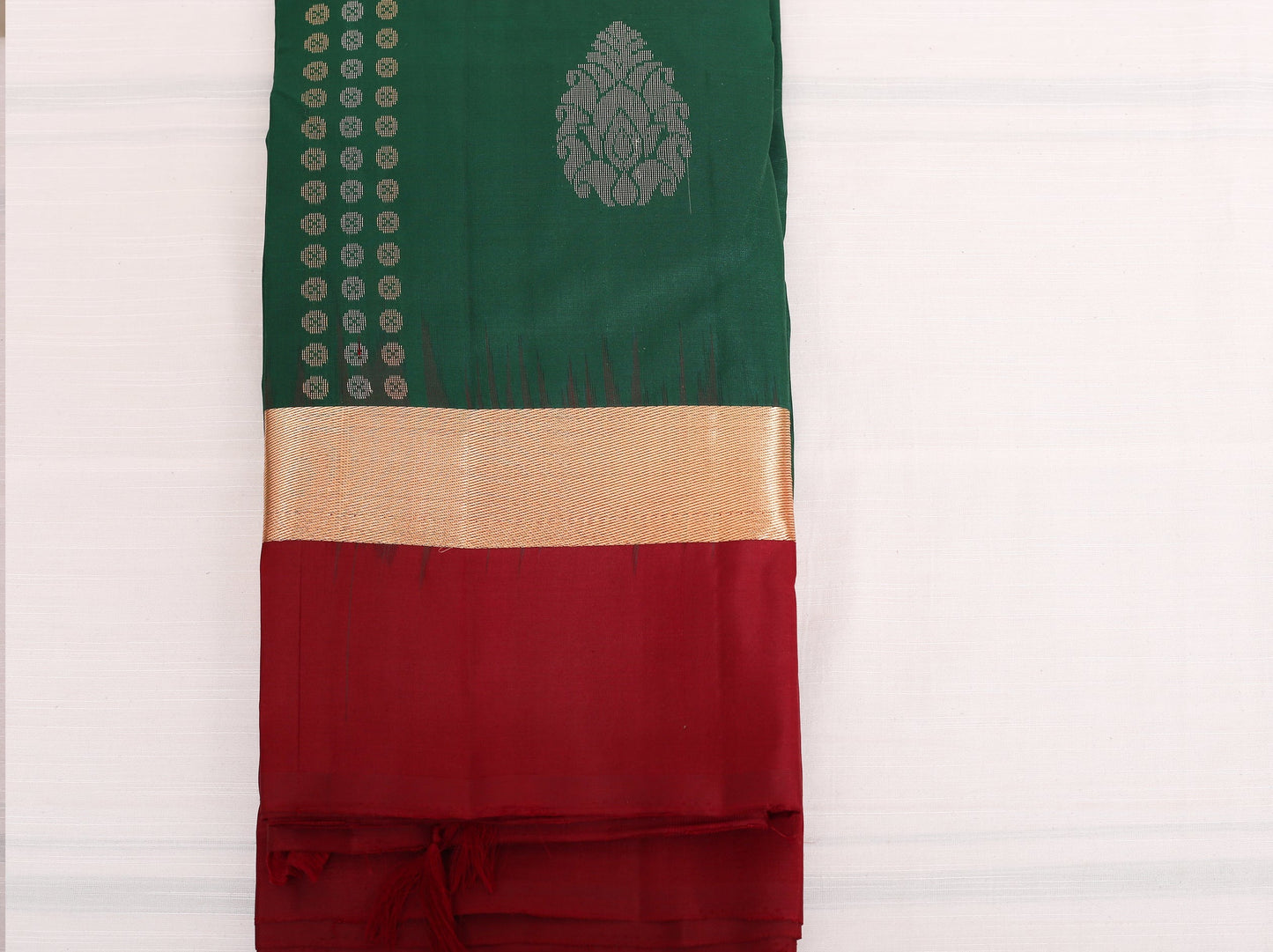 Kalpakriya Kanchipuram Silk - Dark Green with Maroon Jari Saree 09-2023-NRS00004