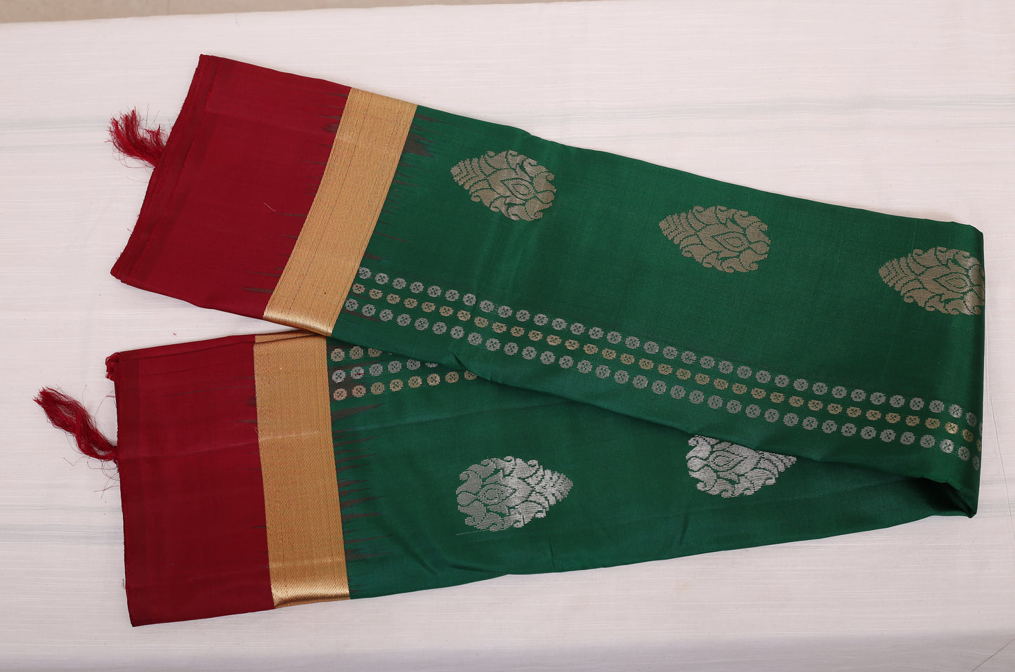 Kalpakriya Kanchipuram Silk - Dark Green with Maroon Jari Saree 09-2023-NRS00004