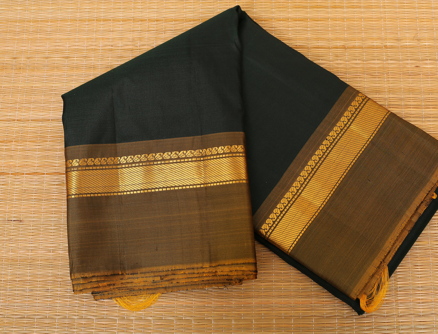 Kalpakriya Soft Silk Saree Dark Green with Olive Green Jari 09-2023-NRS00008