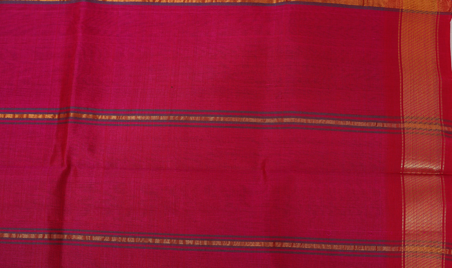 Kalpakriya Kanchipuram Silk Cotton - Elephant Gray with Pink Jari Saree 09-2023-NRS00006