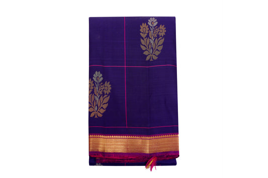 Kalpakriya Kanchipuram Silk - Navy Blue with Magenta Pink Saree 10-2023-NRS00010