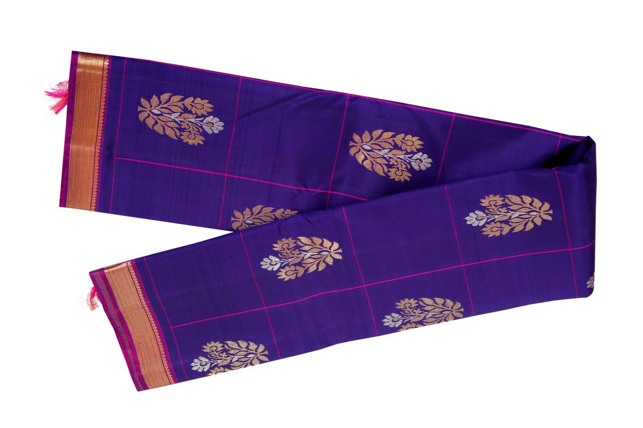 Kalpakriya Kanchipuram Silk - Navy Blue with Magenta Pink Saree 10-2023-NRS00010