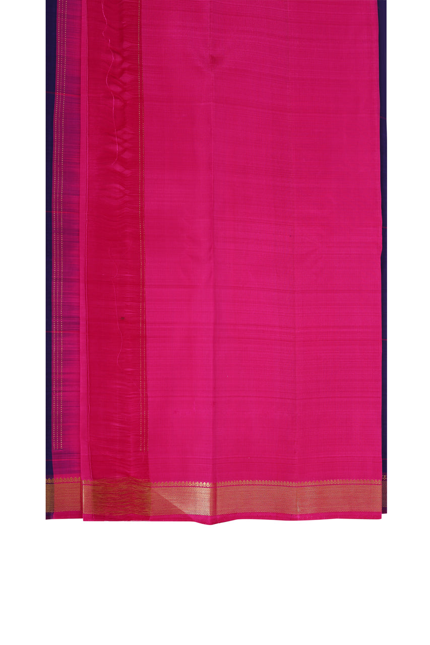 Kalpakriya Kanchipuram Silk - Navy Blue with Magenta Pink Saree 10-2023-NRS00010