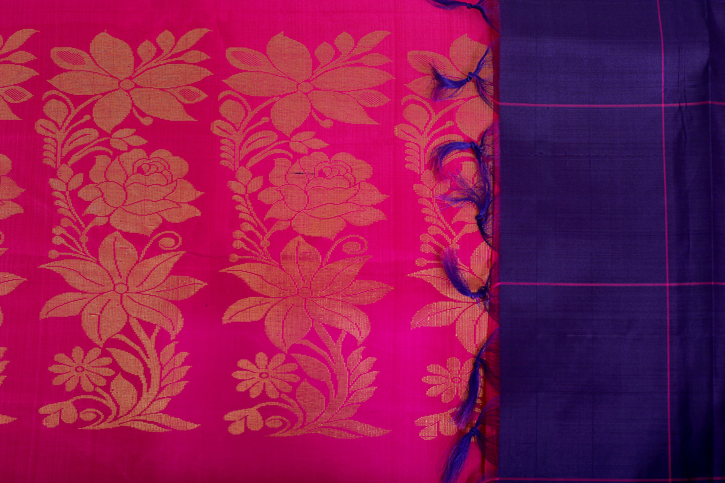 Kalpakriya Kanchipuram Silk - Navy Blue with Magenta Pink Saree 10-2023-NRS00010