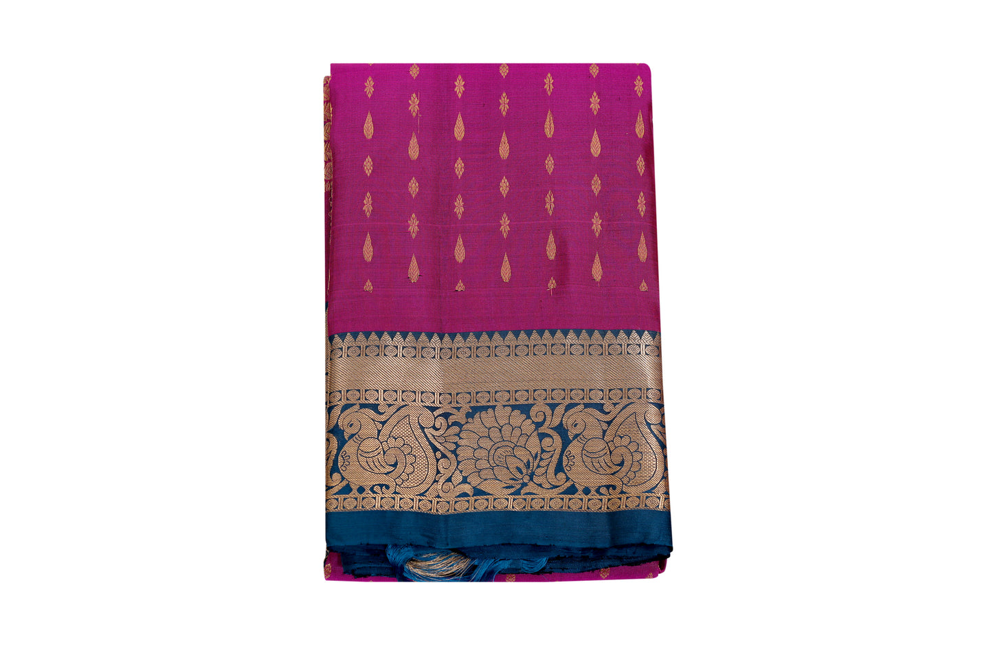 Kalpakriya Uppada Silk - Magenta Saree with Peacock Blue Border Saree 10-2023-NRS00013