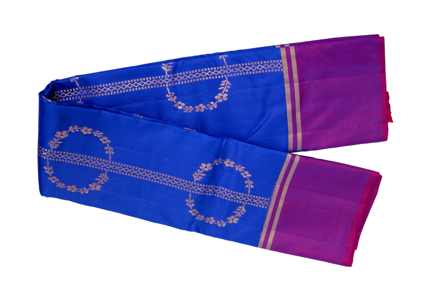 Kalpakriya Kanchipuram Silk - Ink blue saree with purple border 10-2023-NRS00017