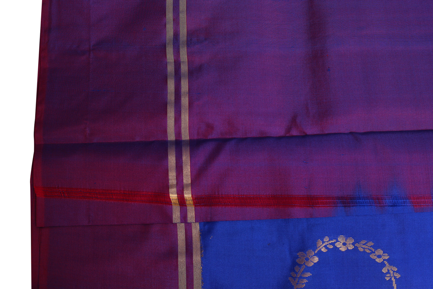 Kalpakriya Kanchipuram Silk - Ink blue saree with purple border 10-2023-NRS00017