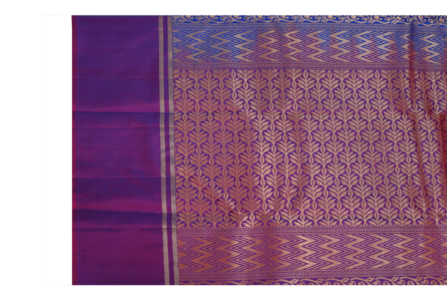 Kalpakriya Kanchipuram Silk - Ink blue saree with purple border 10-2023-NRS00017